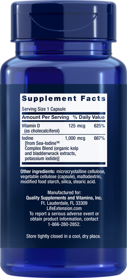 Life Extension Vitamin D3 with Sea-Iodine 125mcg (5000 IU) 60Caps