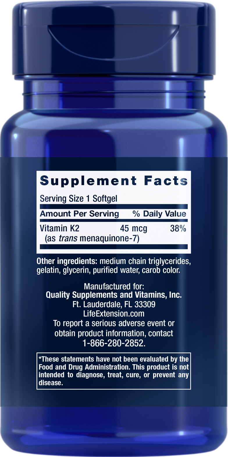 Life Extension Low Dose Vitamin K2 (Mk-7) 90Softgels