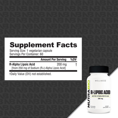 NutraBio R-Lipoic Acid - 60 Capsules