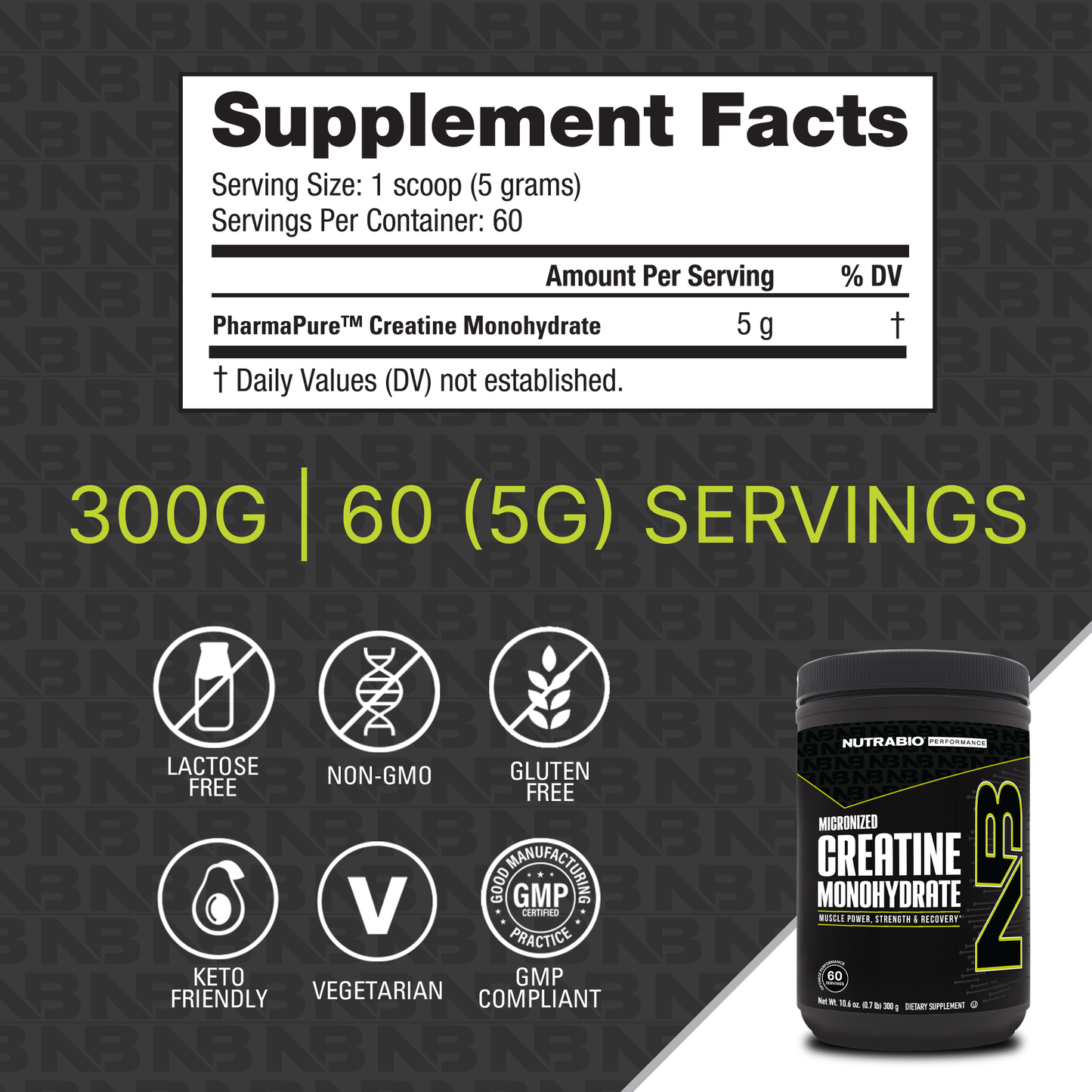 NutraBio 100% Pure Creatine Monohydrate