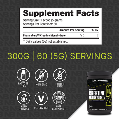 NutraBio 100% Pure Creatine Monohydrate