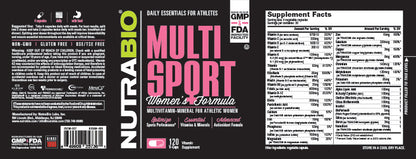 NutraBio Multi Sport Women's Formula (120 Caps) (Expires 8-25)