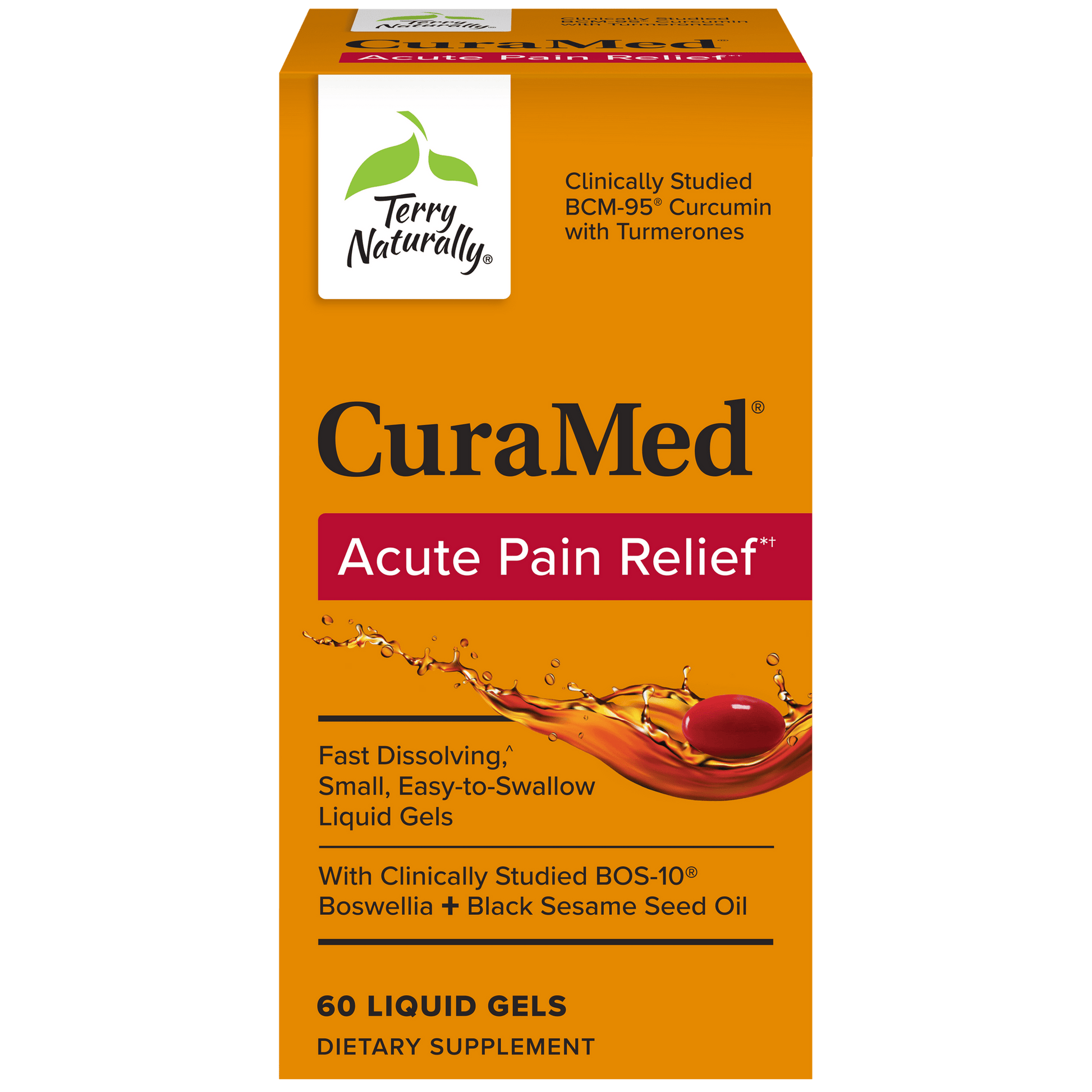 Box of CuraMed acute pain relief liquid gels.