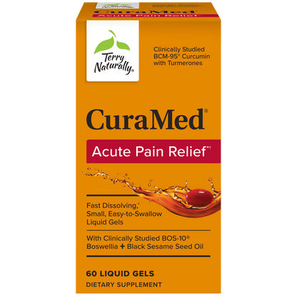 Box of CuraMed acute pain relief liquid gels.