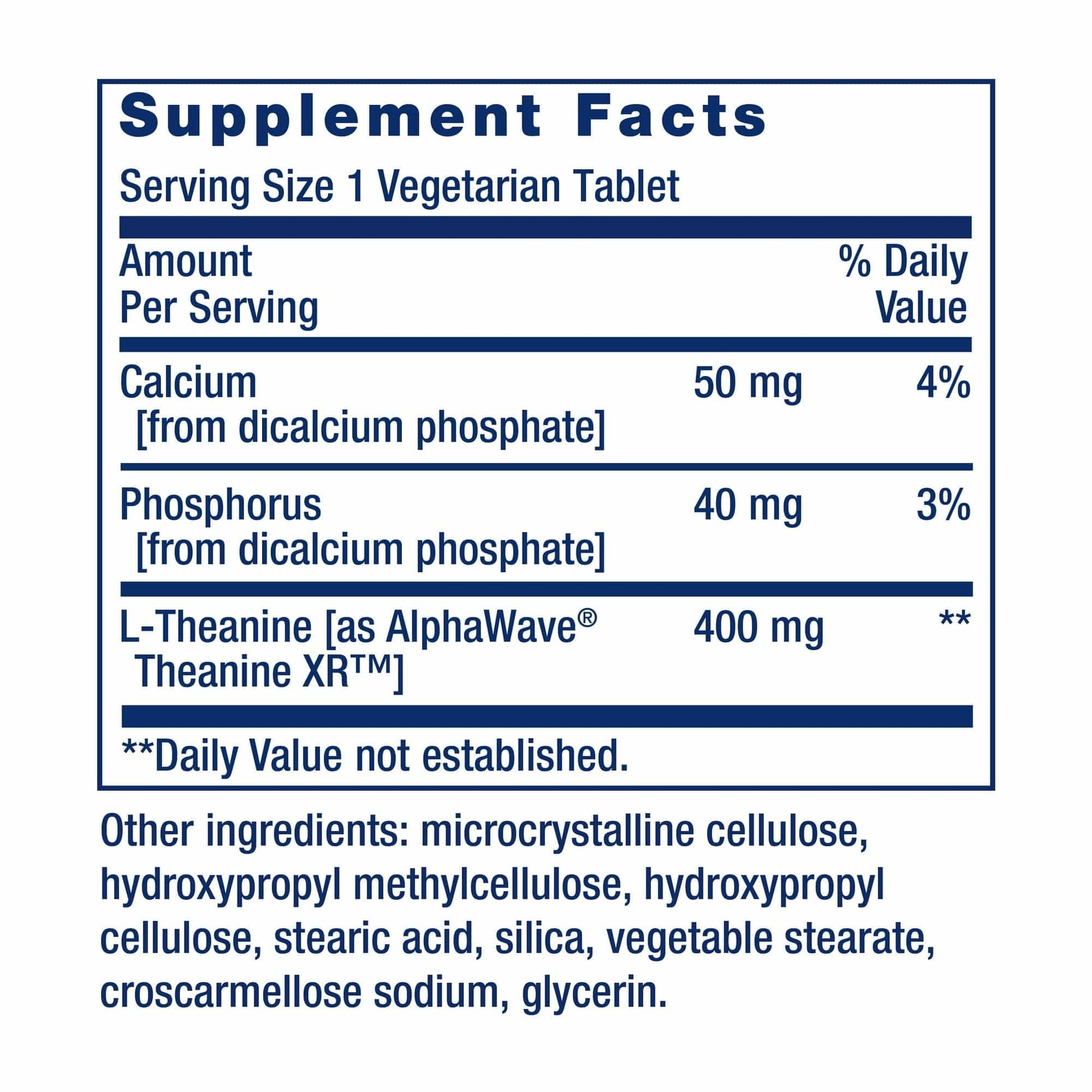 L-Theanine XRT supplement facts