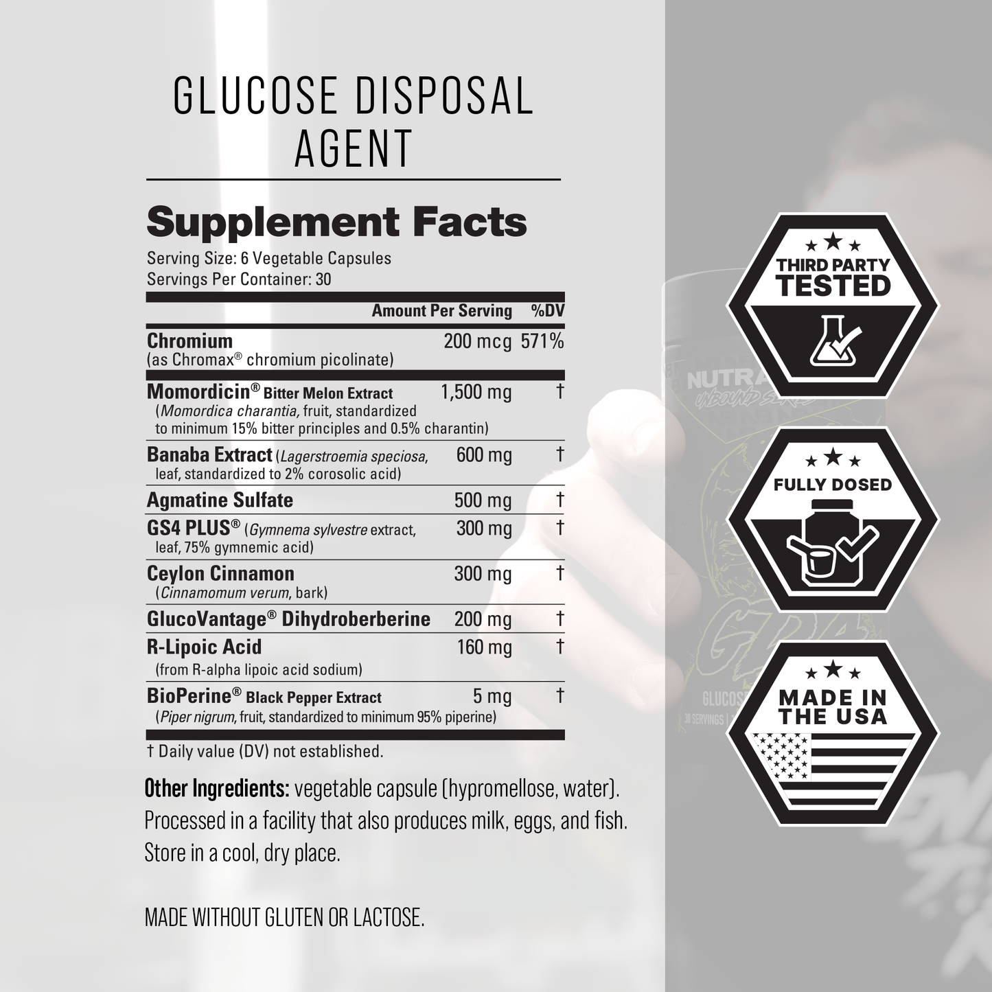 Nutra Glucose Disposal Agent supplement facts.