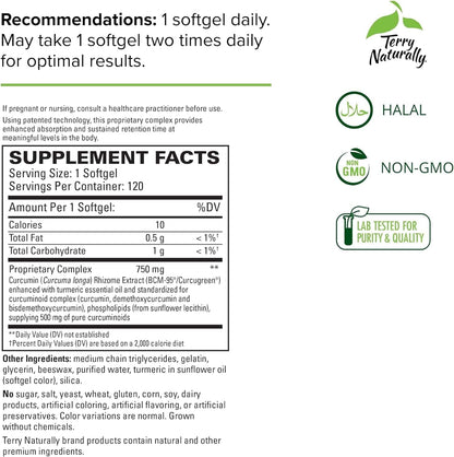 Terry Naturally Curcumin supplement facts label