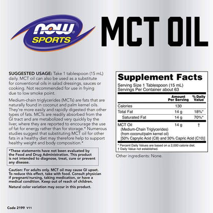 Now Sports MCT Oil Supplement Facts