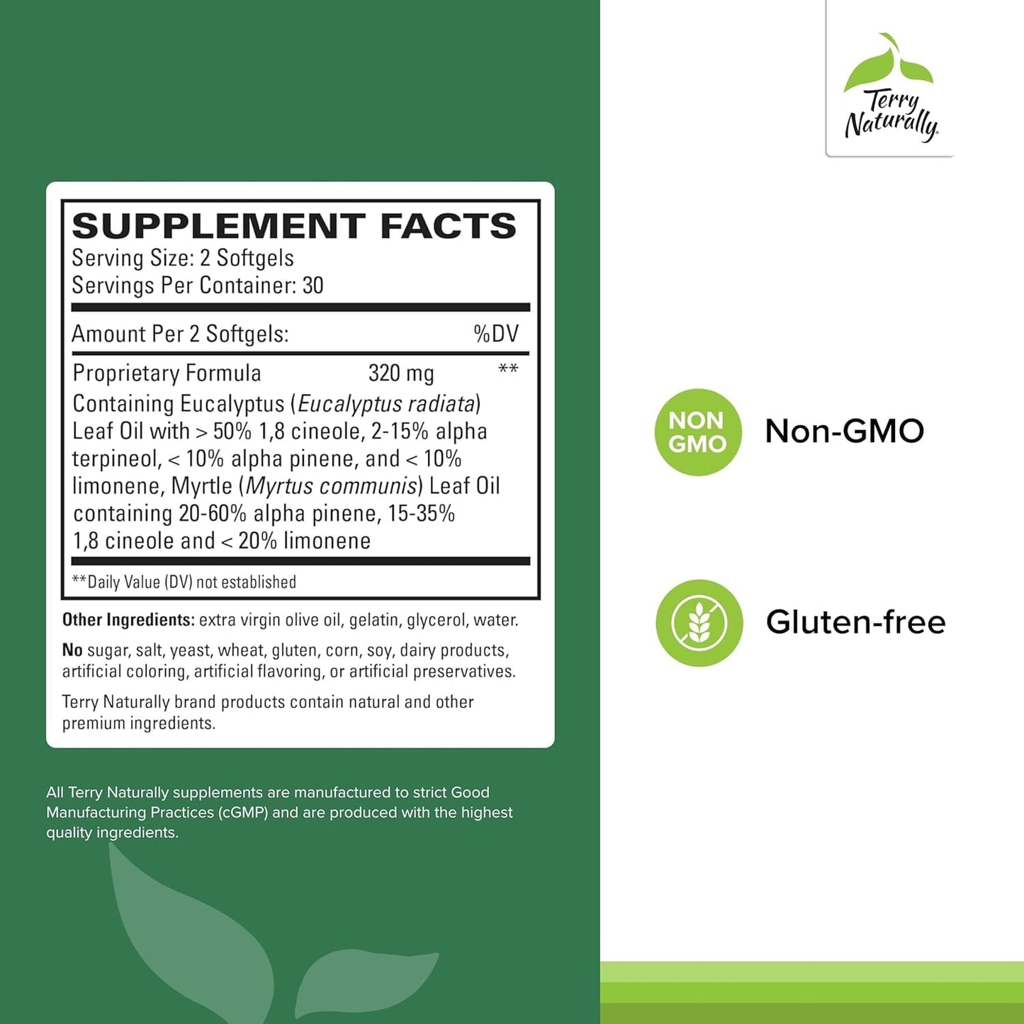 Terry Naturally Eucalyptus Oil Softgels Supplement Facts