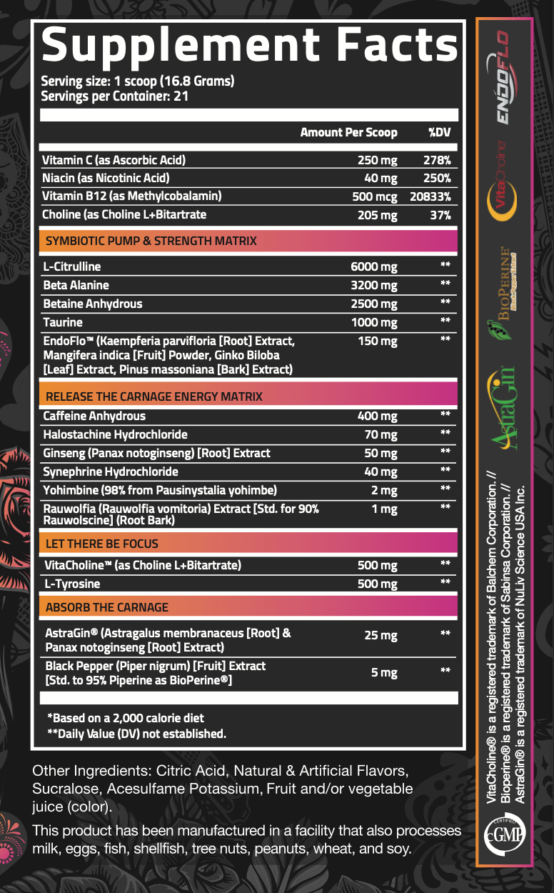 NutriFitt Carnage – Advanced High Stim Pre-Workout