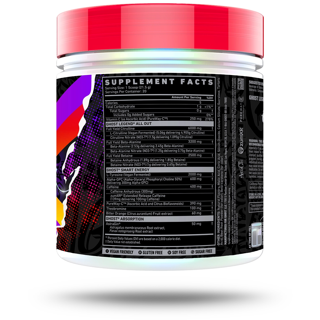 Ghost All Out Strawbango Back - Supplement Facts