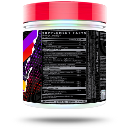 Ghost All Out Strawbango Back - Supplement Facts