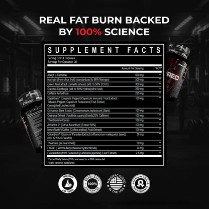 Creative fat burn supplement facts label