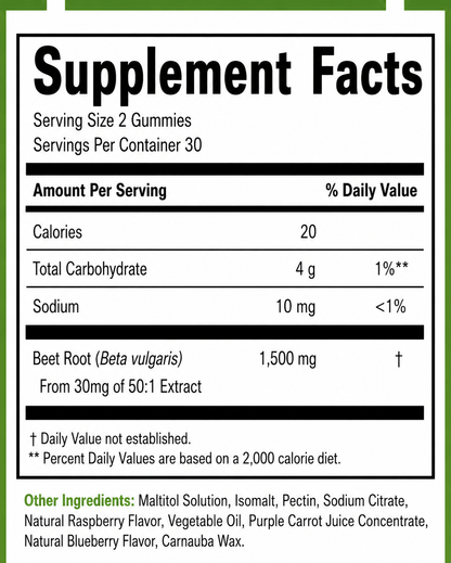 Nature's Vision Beet Gummies (no sugar added) 60 Gummies
