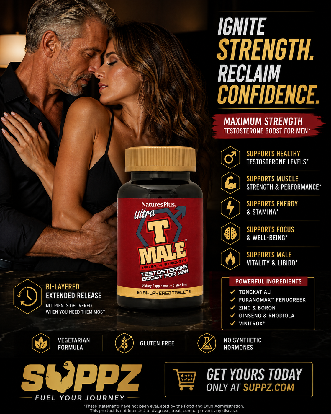 Natures Plus Ultra T Male (60 Bi-Layered Tablets)