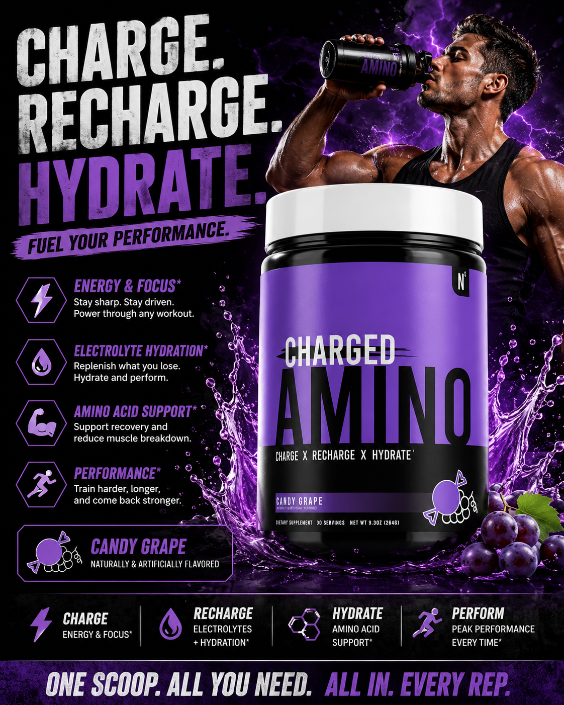 NutraCharge Charged Amino (30 Servings)