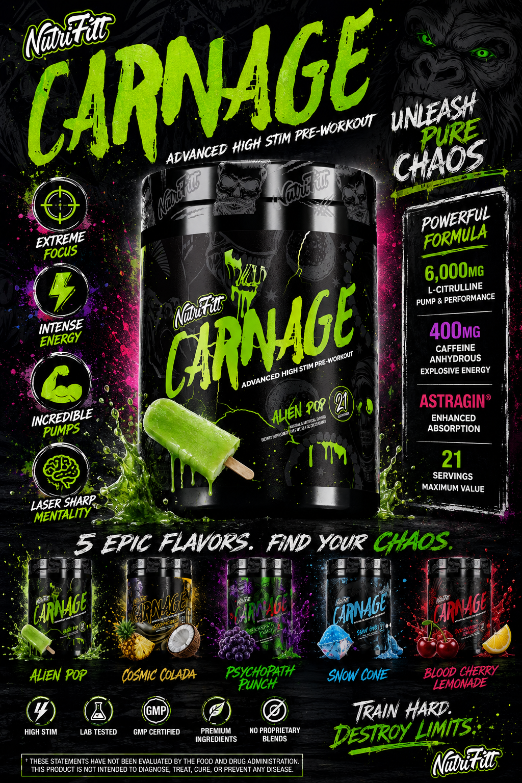 NutriFitt Carnage – Advanced High Stim Pre-Workout