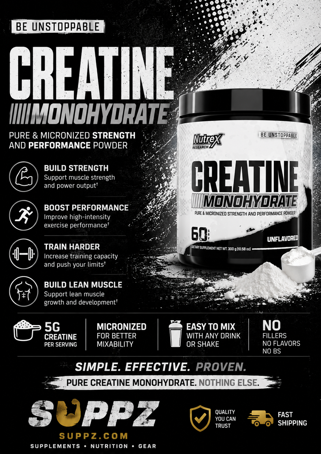 Nutrex Creatine Monohydrate Powder | Unflavored