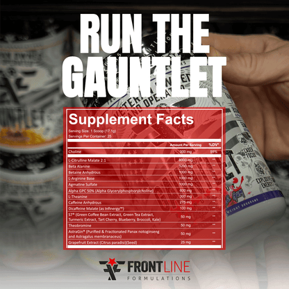 Frontline Formulations pre-workout supplement facts
