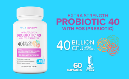 SelfE Extra Strength Probiotic 40 With FOS (Prebiotic) 40 Billion CFU (60 Caps)