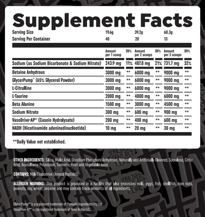 Supplement Facts panel for pre-workout, Screenshot 2025-02-26