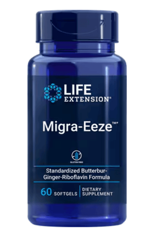 Screenshot of Life Extension Migra-Eeze bottle with 60 softgels