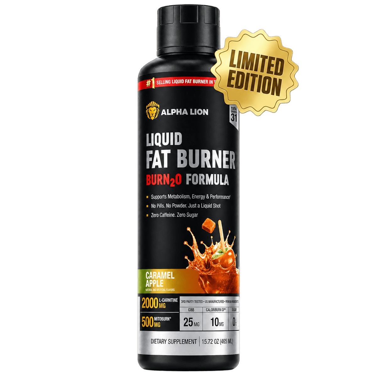 Alpha Lion Burn2O Caramel Apple limited edition bottle
