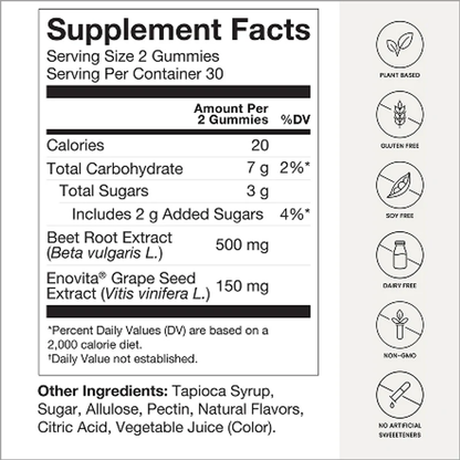 HumanN SuperBeets Heart Gummies Supplement Facts panel