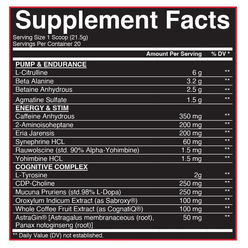 Condemned Labz Winter Chill pre-workout supplement facts