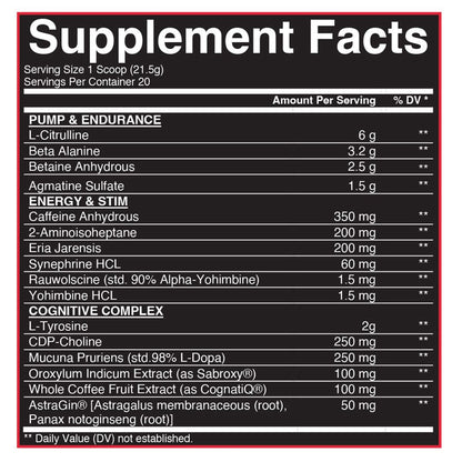 Condemned Labz Winter Chill pre-workout supplement facts