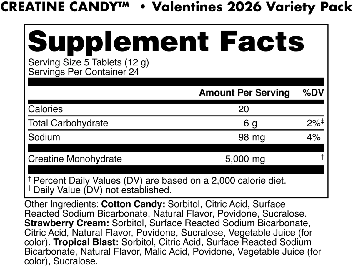 Bucked Up Creatine Candy Hearts - Muscle Building Valentine's Supplement
