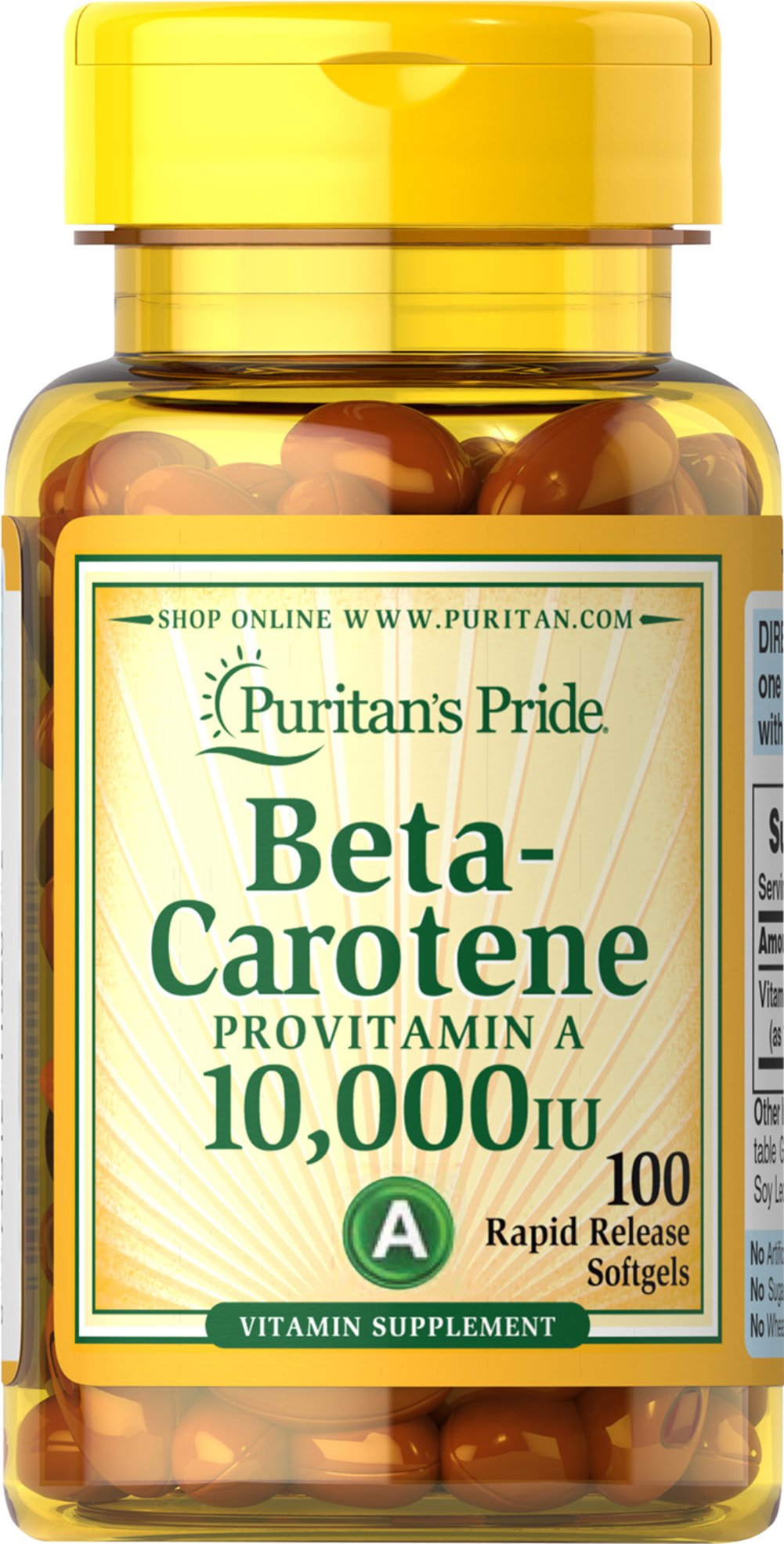 Puritan's Pride Beta Carotene 3000mcg (10,000IU) (100 Softgels)