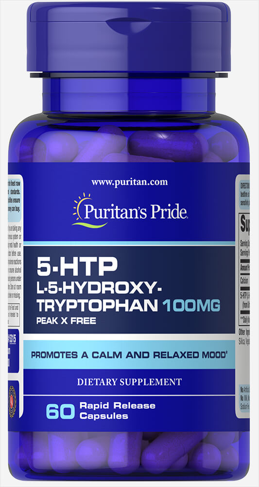 Puritan's Pride 5-HTP L-5-Hydroxy-Tryptophan 100mg (60 Caps)