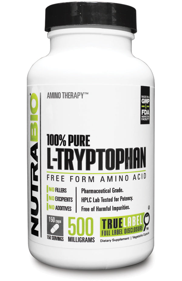 NutraBio 100% Pure L-Tryptophan 150Caps