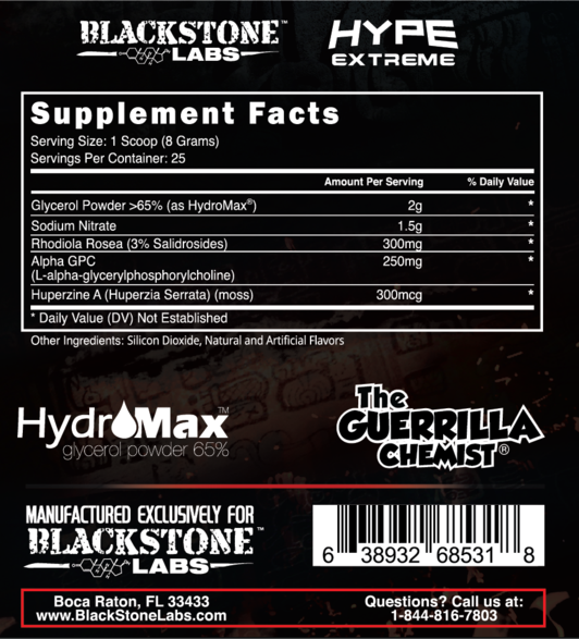Hype Extreme Supp Facts