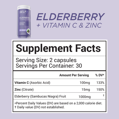 SelfE Elderberry + Vitamin C & Zinc (60 Vcaps)
