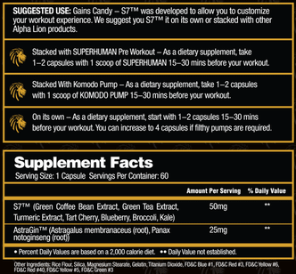 Gains Candy S7 Suppfacts