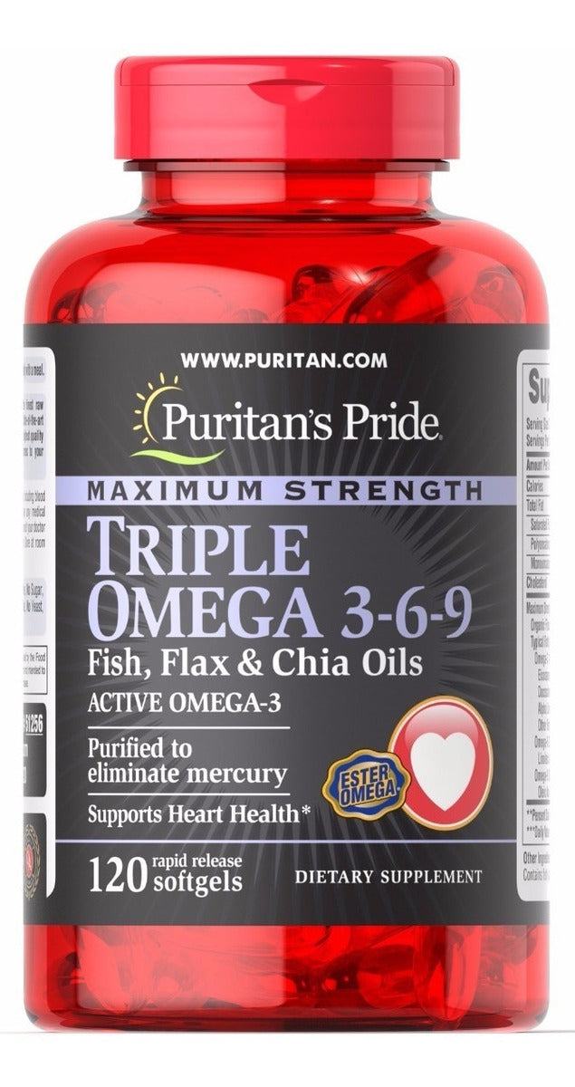 Puritan's Pride Maximum Strength Triple Omega 3-6-9 120Softgels